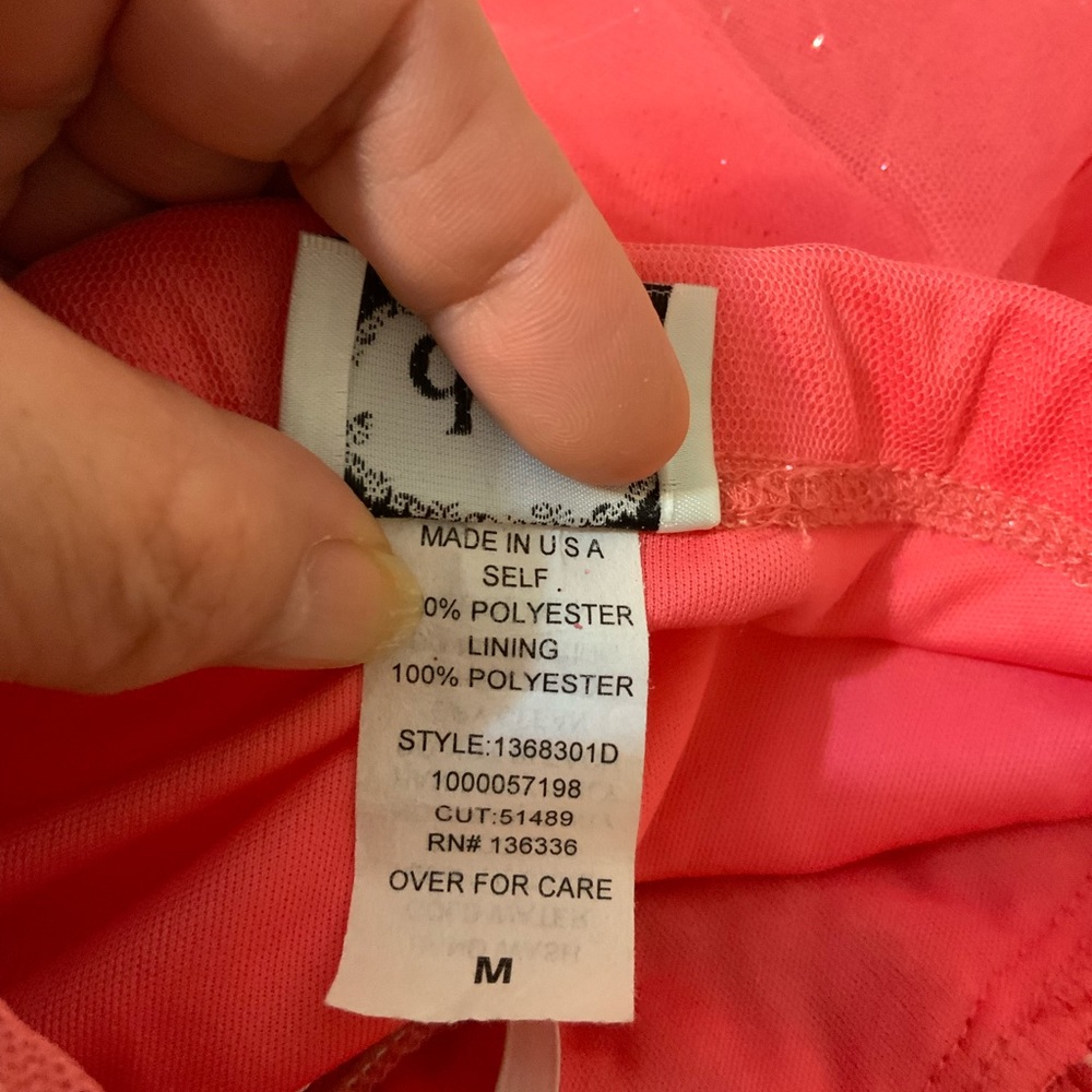EUC Deb Strapless Coral Sparkly ruffles Prom/ Cocktail mini Dress - Picture 7 of 9